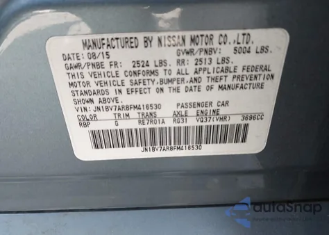 2015 Infiniti Q50 Premium z USA, uszkodzony, nr VIN JN1BV7AR8FM416530